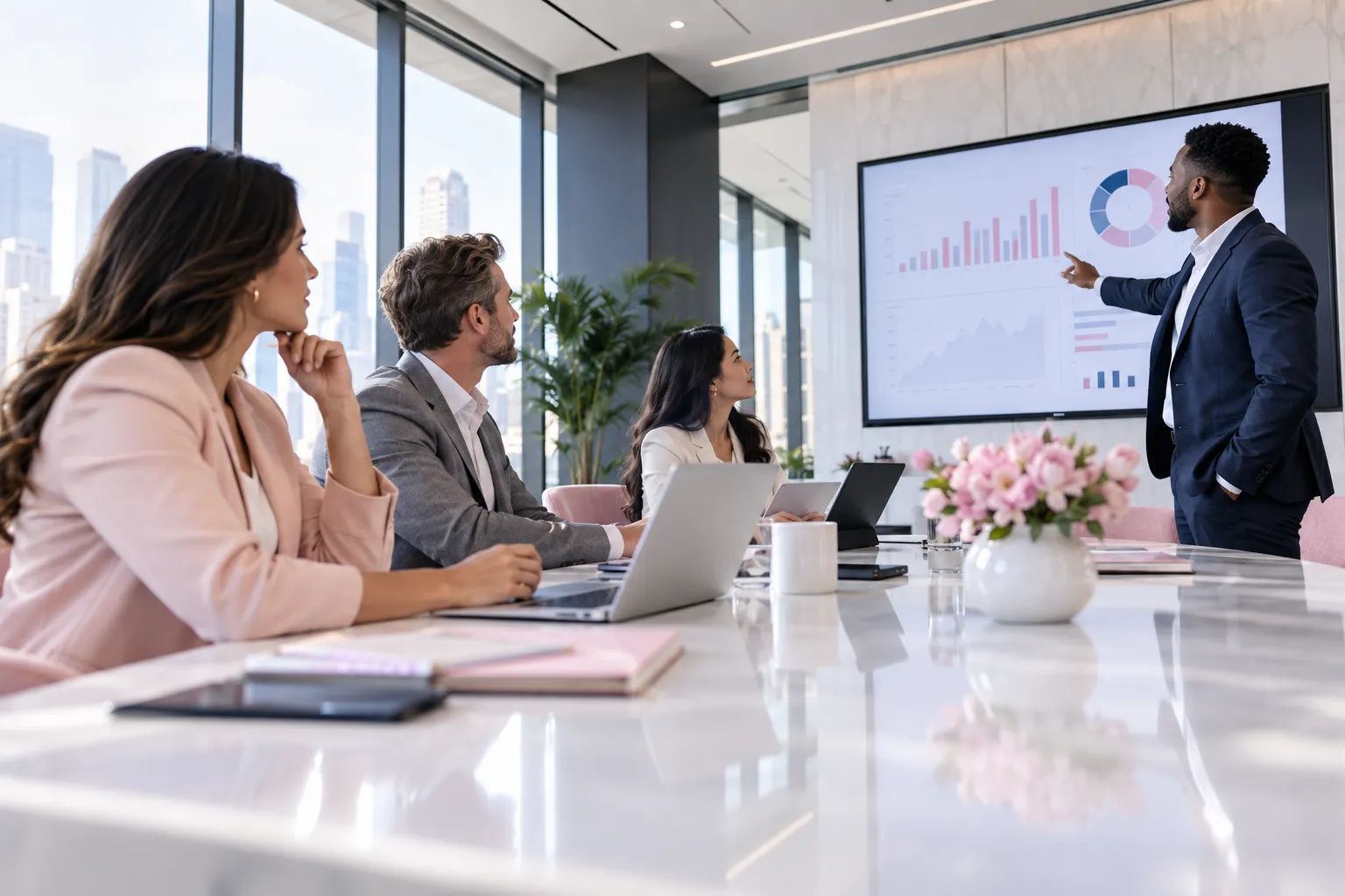 Business professionals collaborating on Amazon FBA growth strategy planning