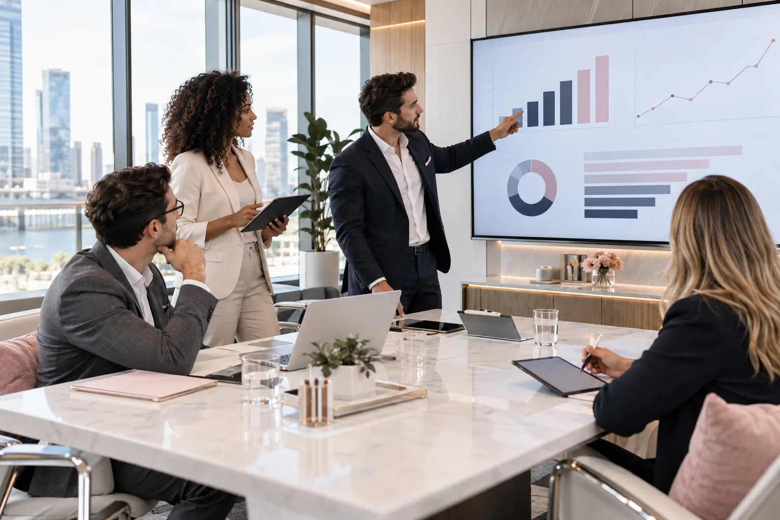 Amazon FBA sellers collaborating on affordable software platform rankings in modern office