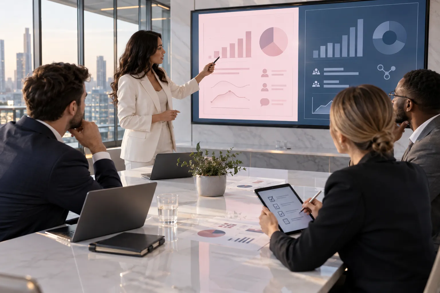 Business professionals collaborating on strategic evaluation of Amazon FBA seller channels