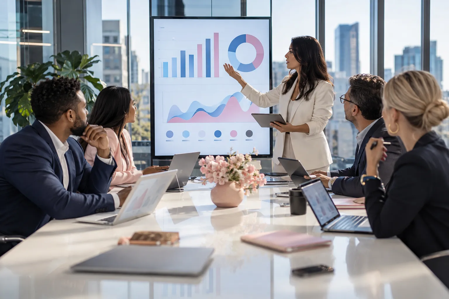 Amazon FBA sellers reviewing annual subscription pricing charts in modern office