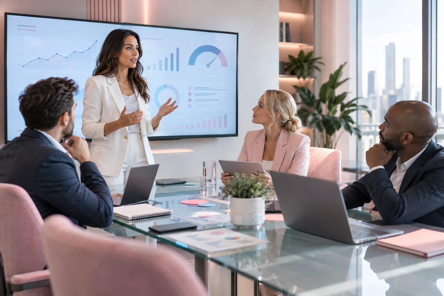 Business professionals collaborating on Amazon seller strategy planning session